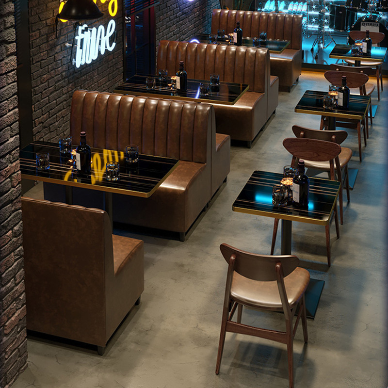 Night Club Bar restaurant commercial table and chairs furniture customized leather booth seating supplier