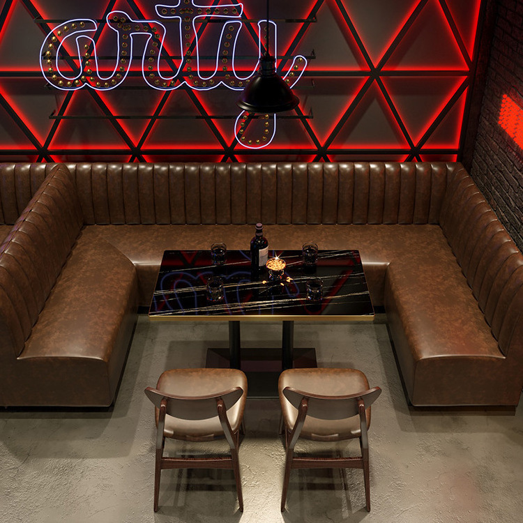 Night Club Bar restaurant commercial table and chairs furniture customized leather booth seating supplier