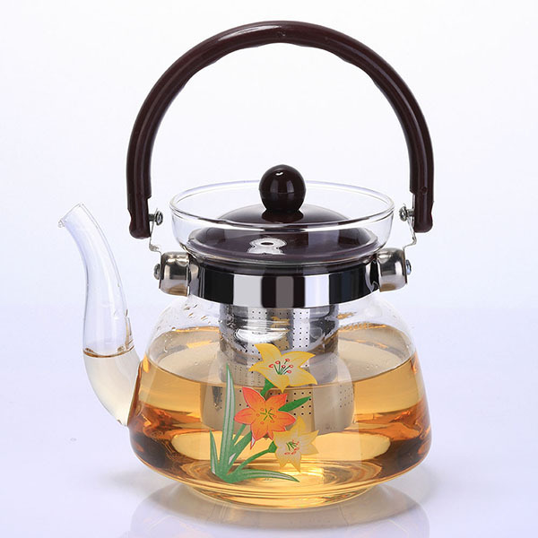 800 Ml Glass Teapot With Infuser And Warmer With  Plastic Cover