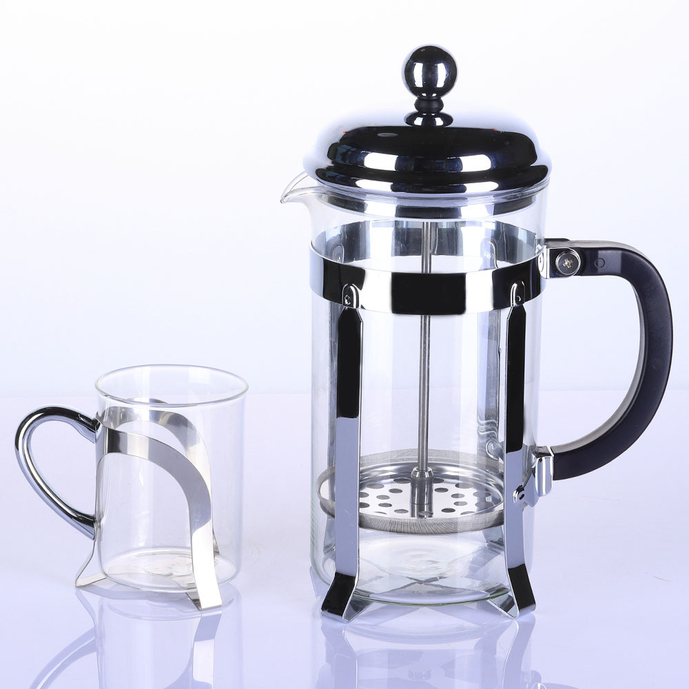 Hot sale High Temperature Resistant Borosilicate Glass Plastic French Press Coffee Tea Pot