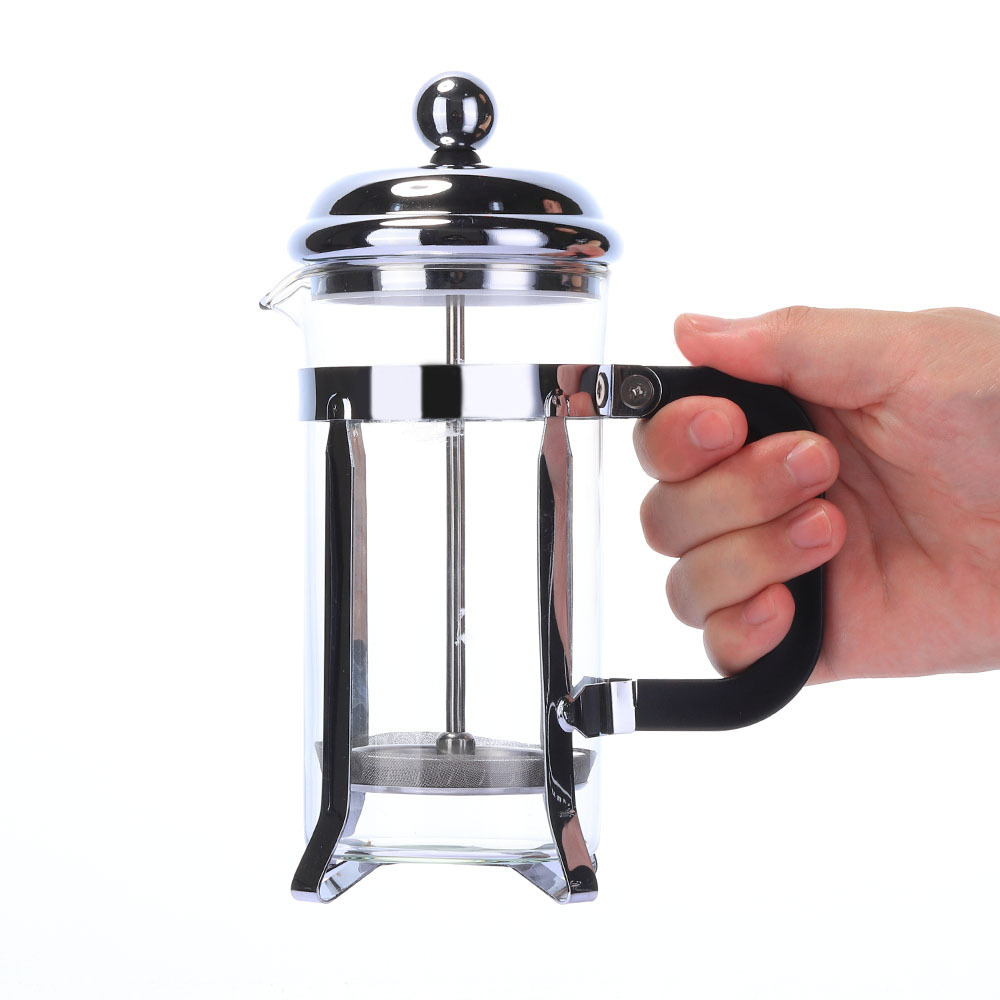 Hot sale High Temperature Resistant Borosilicate Glass Plastic French Press Coffee Tea Pot