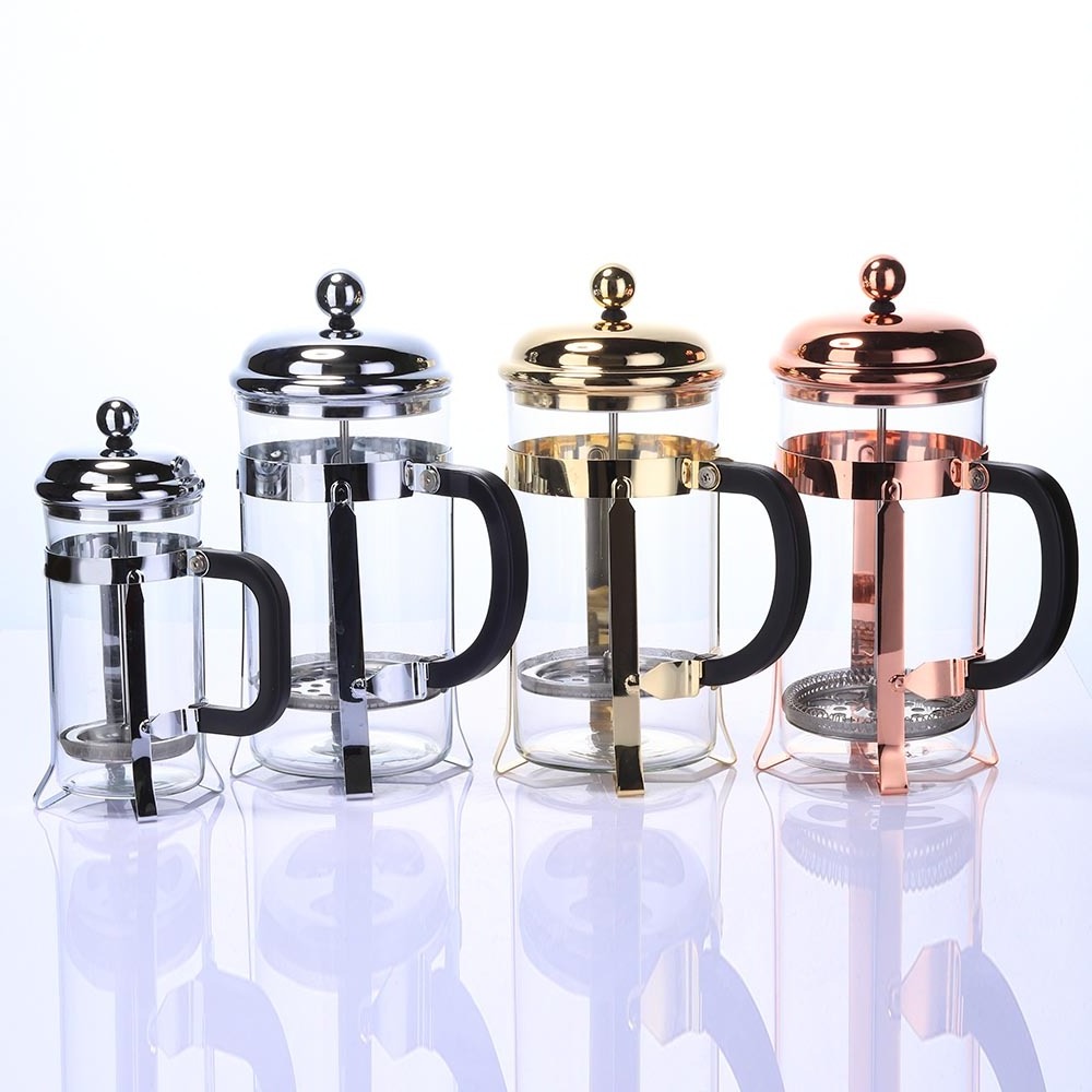 Hot sale High Temperature Resistant Borosilicate Glass Plastic French Press Coffee Tea Pot