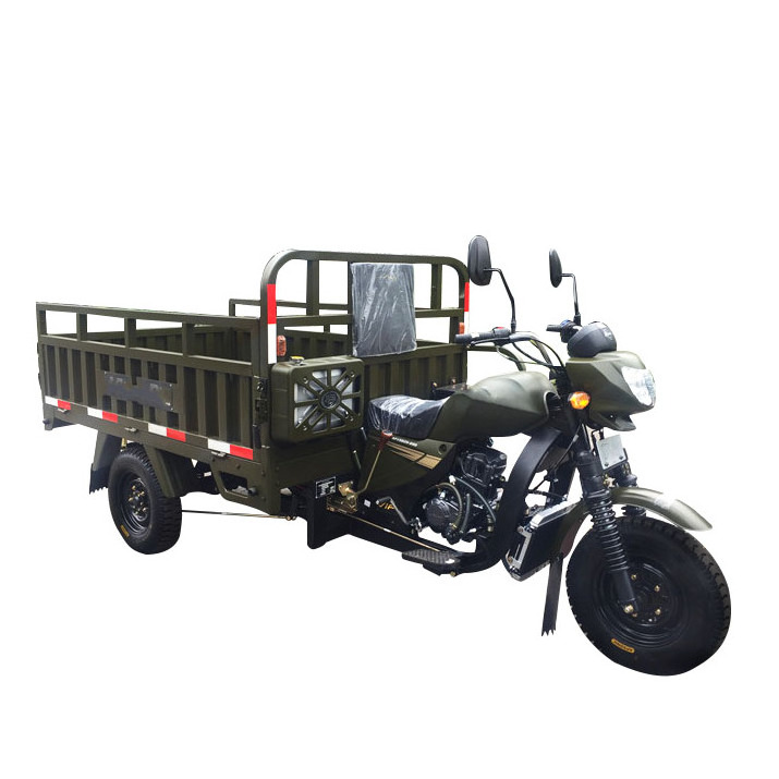 JUYUN Popular  3 Wheels Petrol Motor Motorised Motorcycle Trike Tricycle Customize 12V Cargo enclosed electric 2 door tricycle