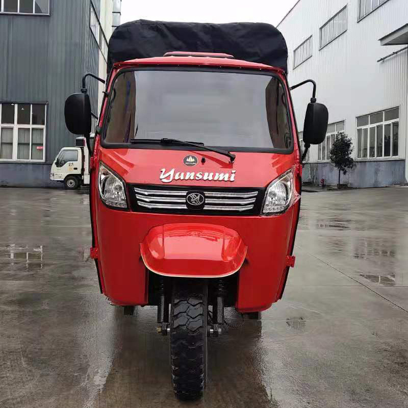 China closed cabin motor tricycle cargo delivery truck 3 wheel trike gasoline powered motorcycle voiture 3 roues