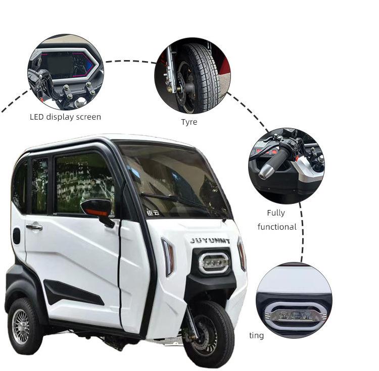 Electric Moped Car Mini Electric Car For Family Electric Moped Car 3 Wheeler Closed Passenger Tricycle