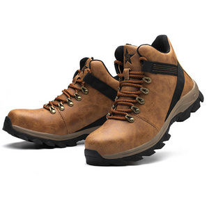 PU Leather Anti Slip Wearable Outdoor Safety Work Boot Hiking Shoes For Men