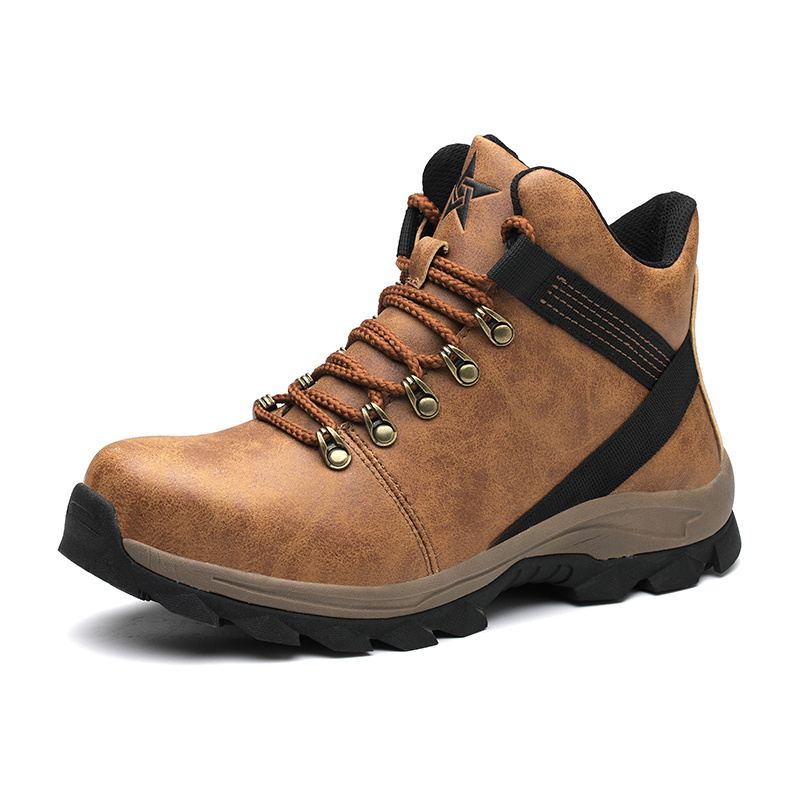 PU Leather Anti Slip Wearable Outdoor Safety Work Boot Hiking Shoes For Men