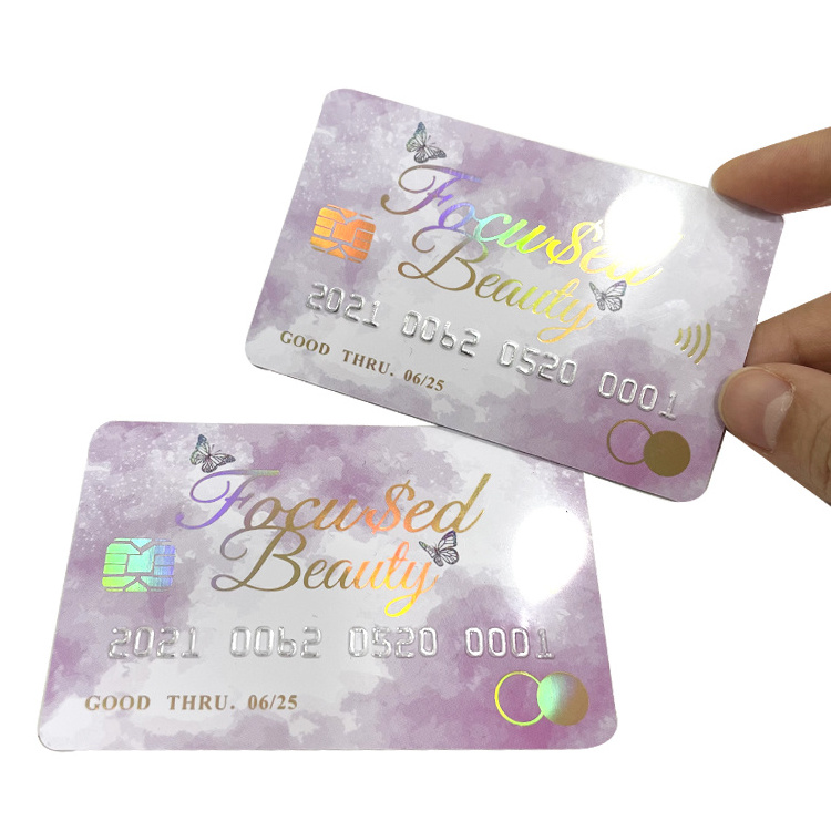 Free Design Credit Card Size CR80 Industry Pretty PVC Business Card Printed With Embossed Number