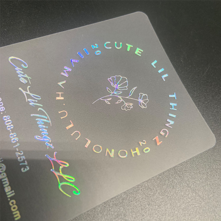 Custom Plastic Transparent Business Invitation Name Card With  Holographic Letter