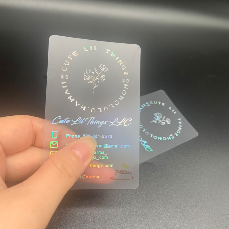 Custom Plastic Transparent Business Invitation Name Card With  Holographic Letter