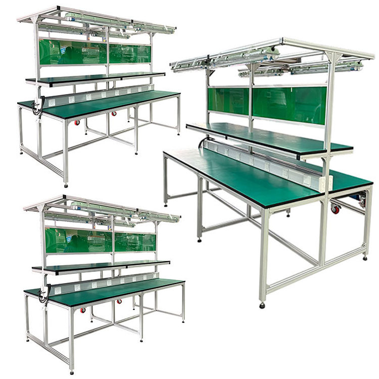 Wholesale New Style Industrial Assembly Line Workshop Packing Table Double Sided Aluminum Anti-static Workbench with Socket