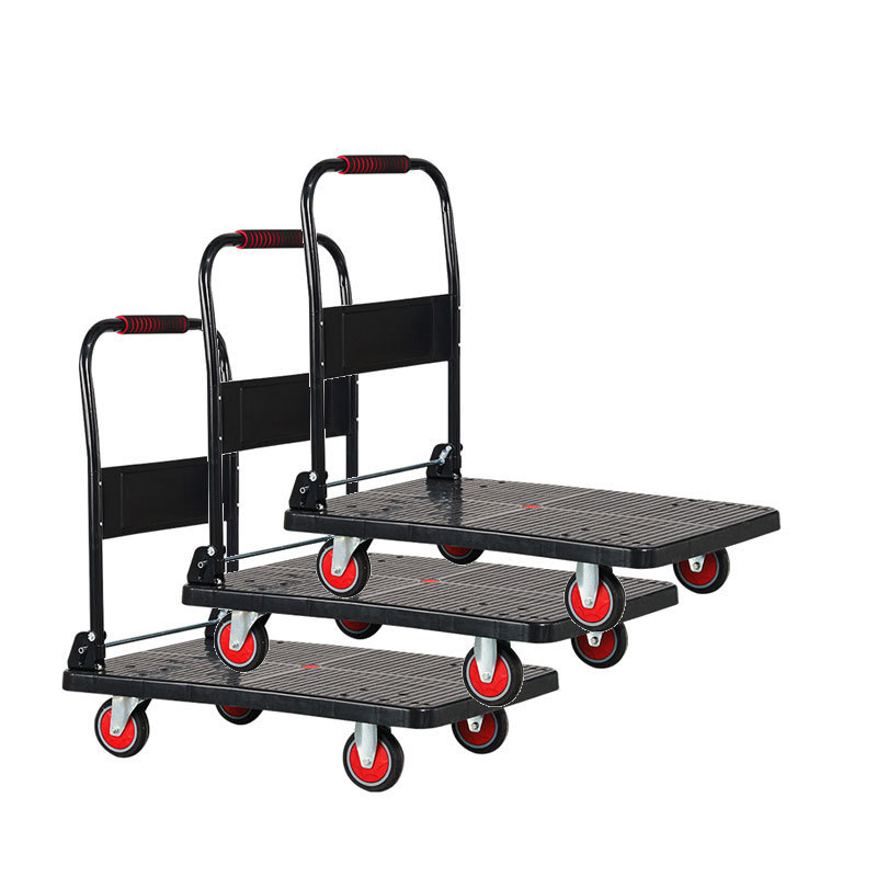 Foldable Push Cart Dolly  Wheels for Warehouse Platform Truck Cart with Cage Folding Hand Truck Cage Cart