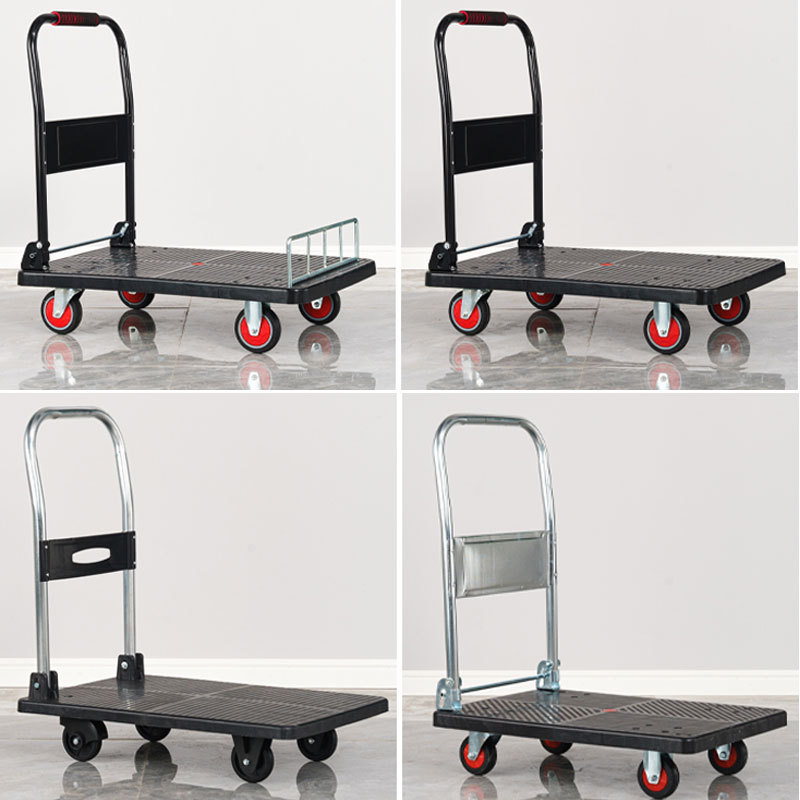 Foldable Push Cart Dolly  Wheels for Warehouse Platform Truck Cart with Cage Folding Hand Truck Cage Cart