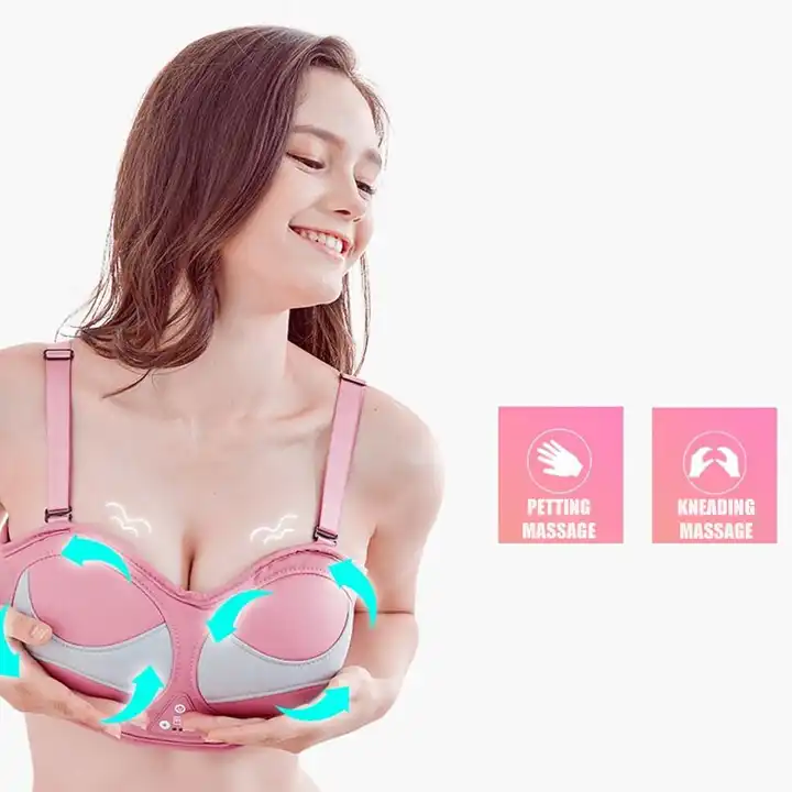 Smart Rechargeable 8 Modes Low Frequency EMS TENS Heating Hot Sexi Big Boobs Chest Breast Massager