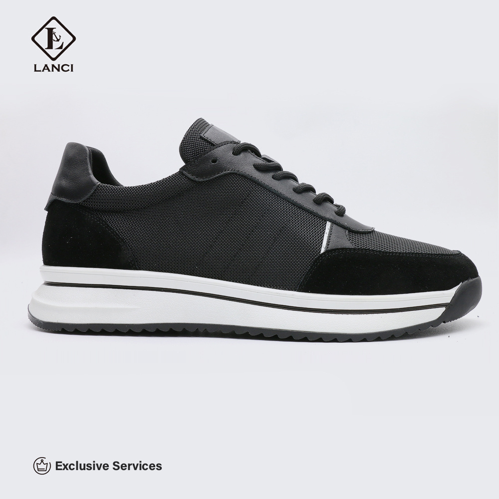 LANCI men's premium leather genuine casual walking shoes wholesale custom joggers shoes for men with OEM service