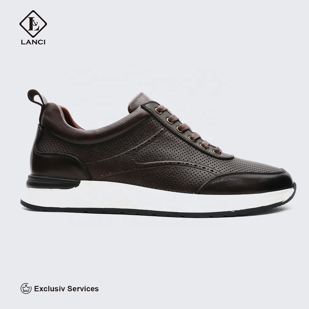 LANCI wholesale shoes for men genuine leather shoes mens sneakers walking shoes