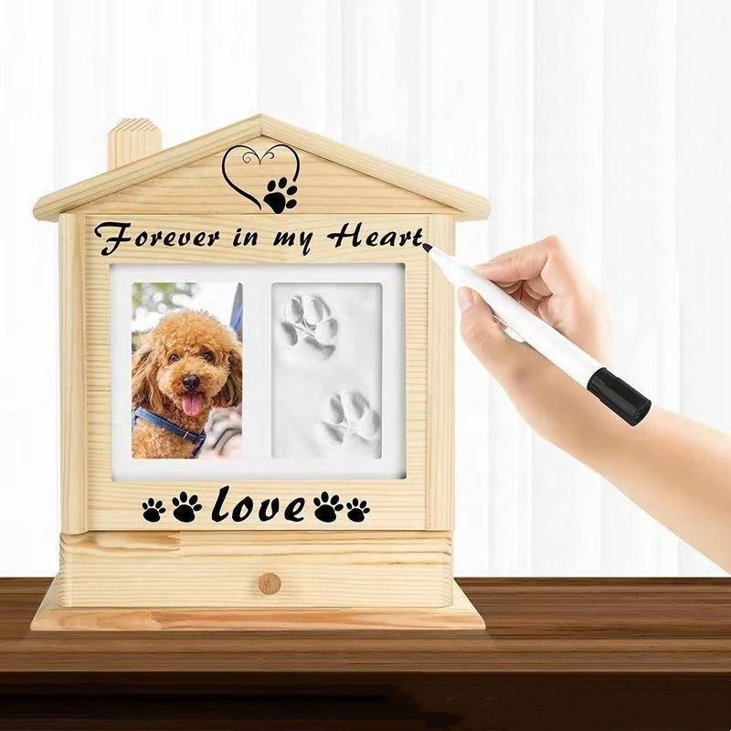 Wood Pet Urn Ashes Box Cremation Pet Ashes Keepsake Memorial Box with Photo Frame Urn for Dogs Cat Ashes Animal Customized Logo