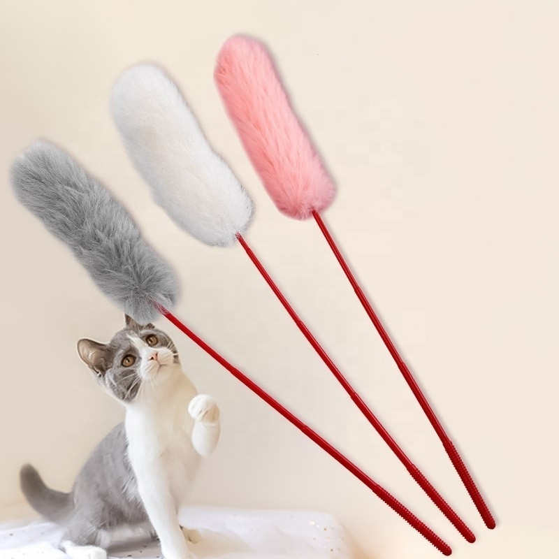 Feather Stick Cat Wand Toys Interactive Cats Teaser Wand String Colorful Ribbon Charmer Frisky Flyer Feather Wand Cat Toy