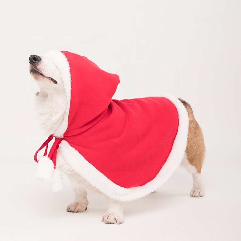 Christmas Pets Costume Cat Party Outfit Dog Holiday Clothes with Hat Pet Cape for Small Medium Dogs and Cats