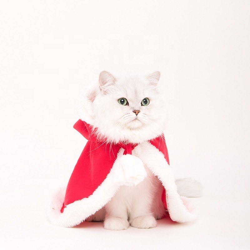 Christmas Pets Costume Cat Party Outfit Dog Holiday Clothes with Hat Pet Cape for Small Medium Dogs and Cats