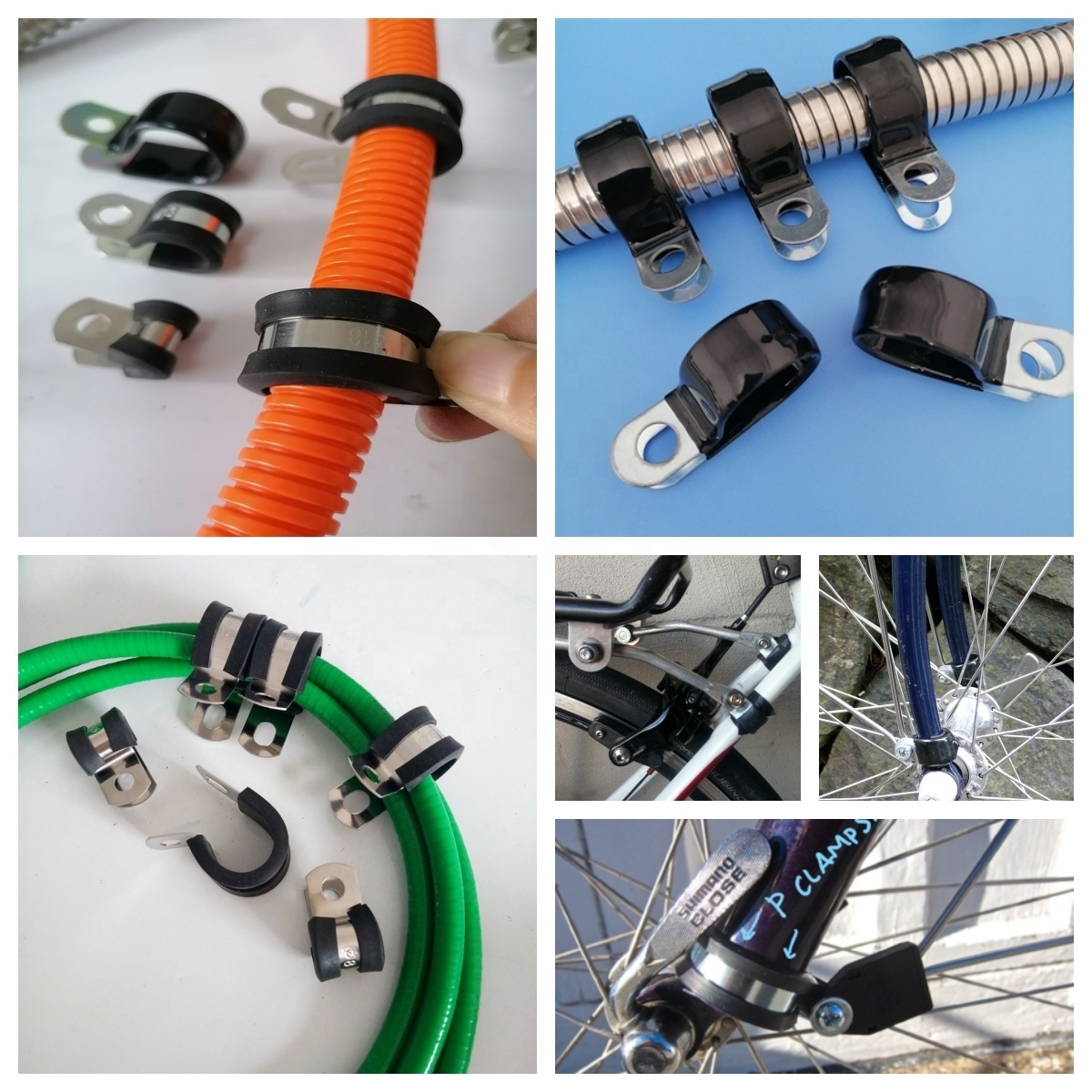 Steel P Type Rubber Lined Cable Hose Clamps Customized SS Auto Cable Pipe Clamp