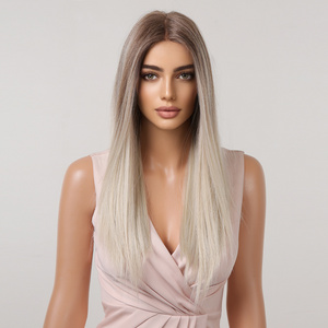 AT Beauty 26 Inches Long Straight Synthetic Lace Front Wig T part Natural Japanese Fiber Lace Front Synthetic Hair Wigs