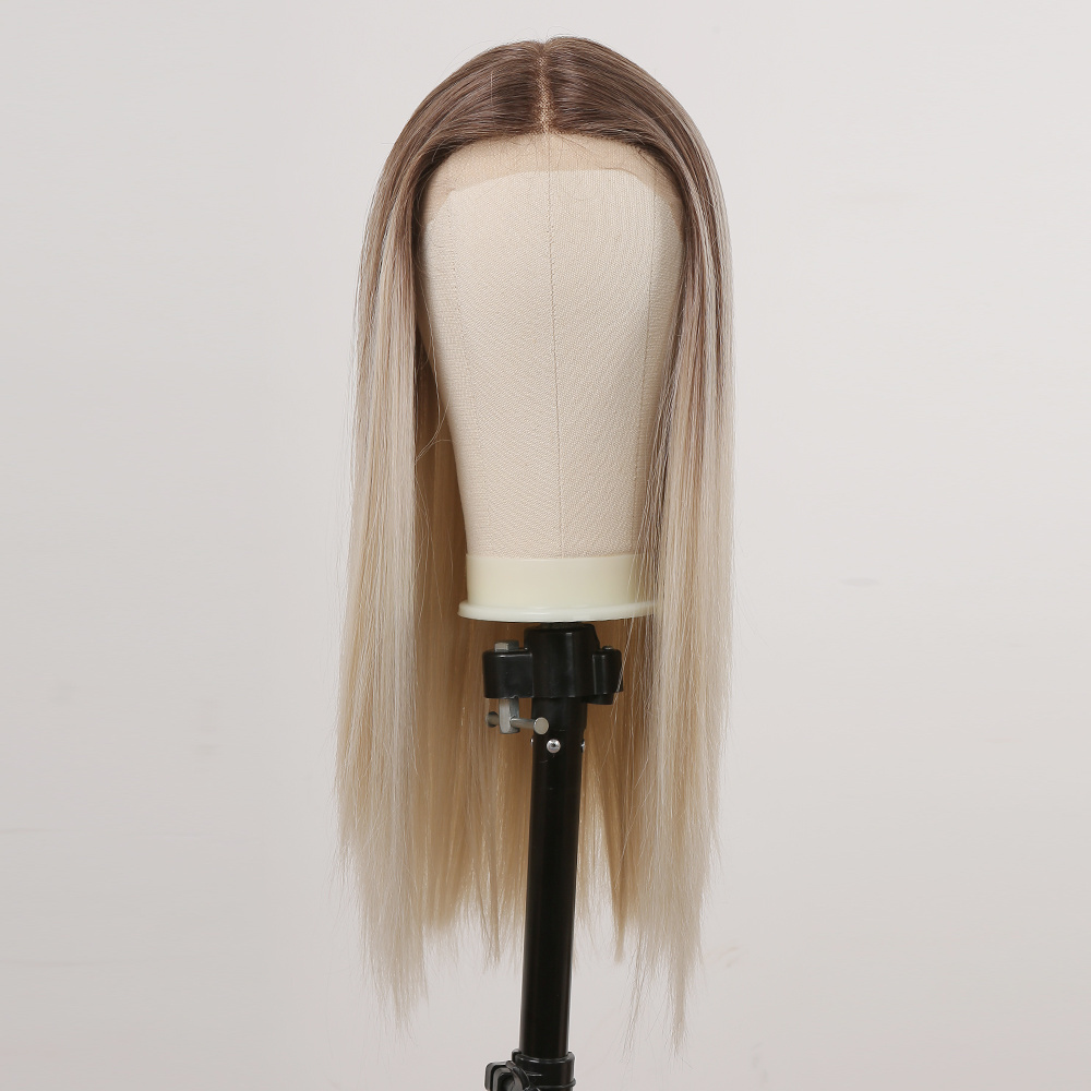 AT Beauty 26 Inches Long Straight Synthetic Lace Front Wig T part Natural Japanese Fiber Lace Front Synthetic Hair Wigs