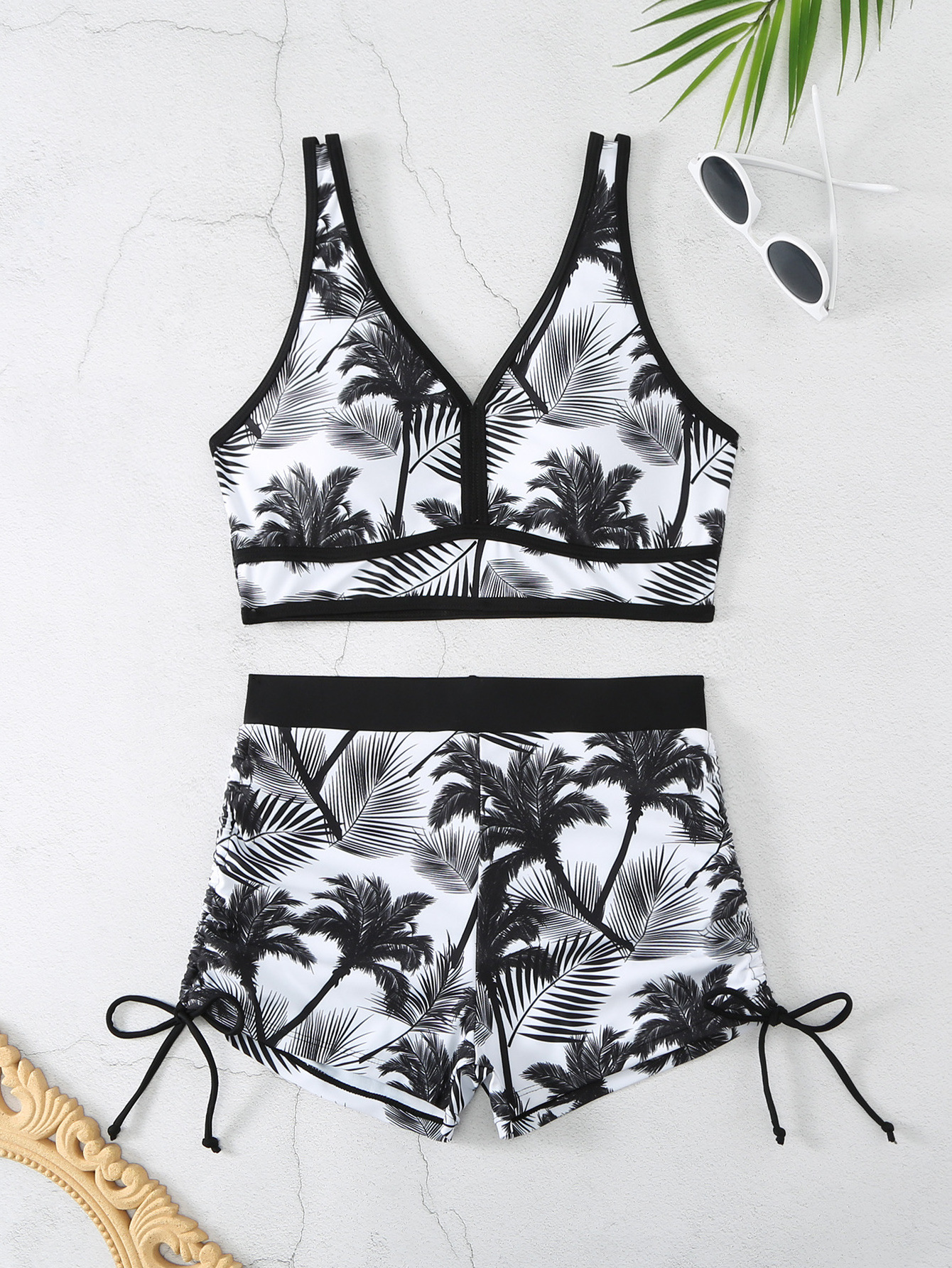 Summer moderate swimsuit sexy girly girdle two-piece swimsuit conservative women's swimsuit