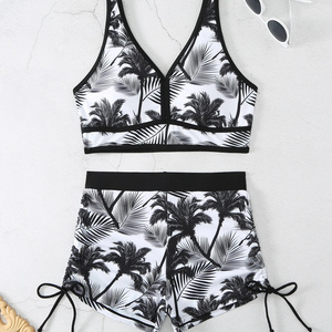 Summer moderate swimsuit sexy girly girdle two-piece swimsuit conservative women's swimsuit