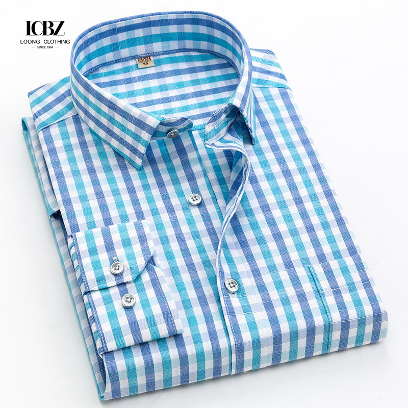 LCBZ Customized Business Plain Mens Button Down Shirt Easy Care Regular Fit Long Sleeve Casual Dress Shirts