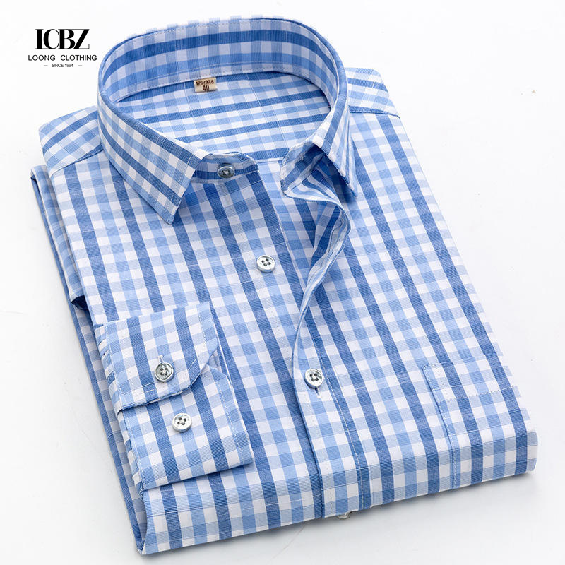 LCBZ Customized Business Plain Mens Button Down Shirt Easy Care Regular Fit Long Sleeve Casual Dress Shirts