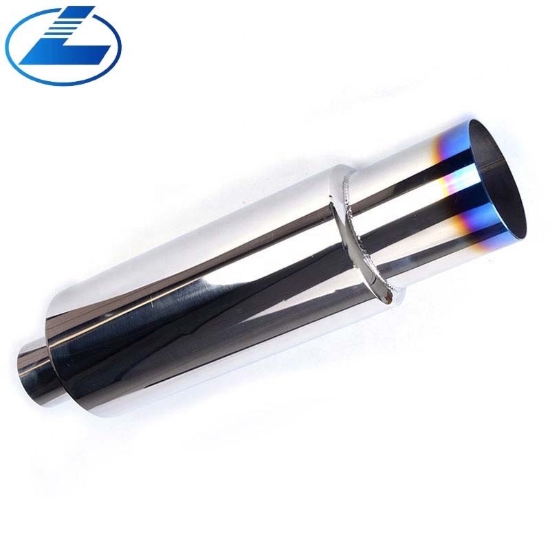 Universal Stainless Steel W/burnt Tip Muffler Exhaust Polished Silencer 2.5