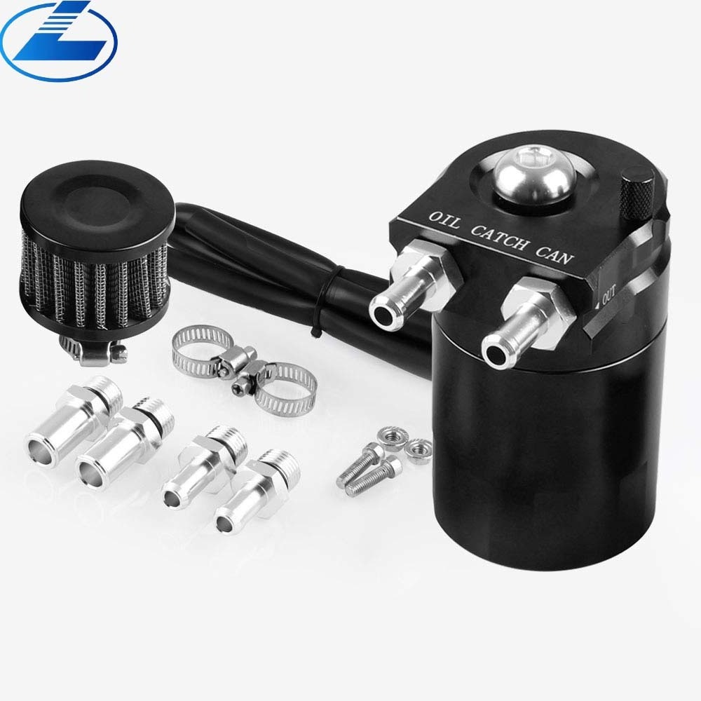 Universal Baffled Aluminum Oil Catch Can Reservoir Tank / Fuel Tank + Breather Air Filter Fuel Surge Tank