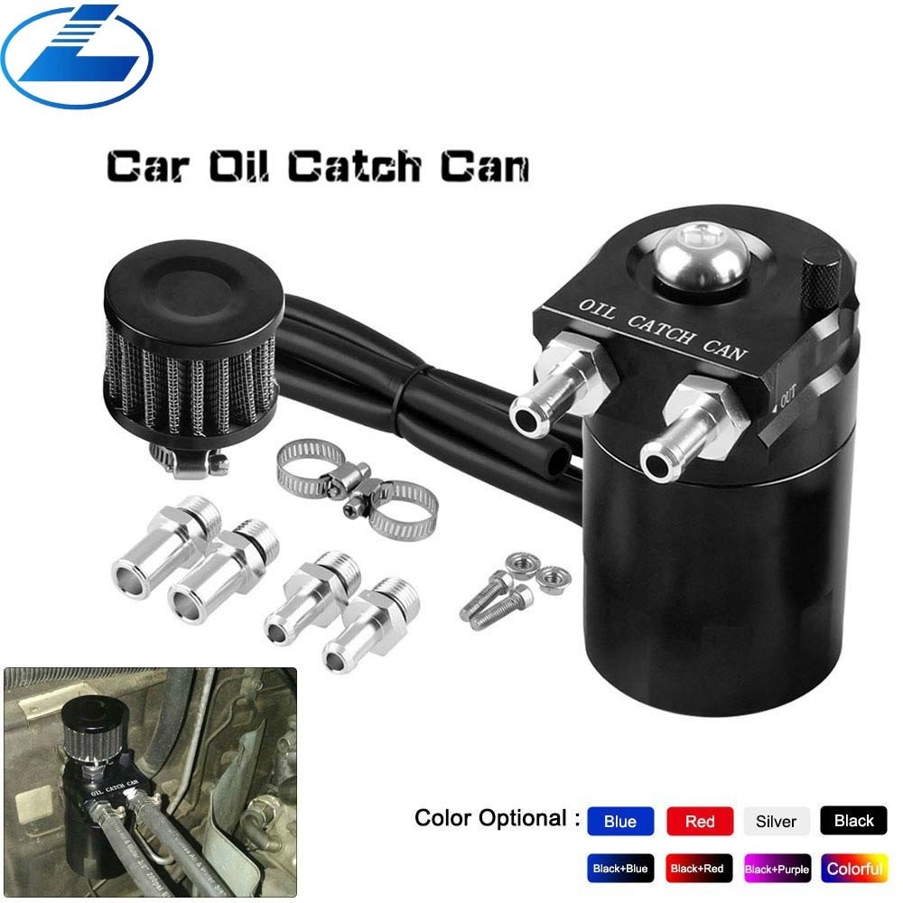 Universal Baffled Aluminum Oil Catch Can Reservoir Tank / Fuel Tank + Breather Air Filter Fuel Surge Tank