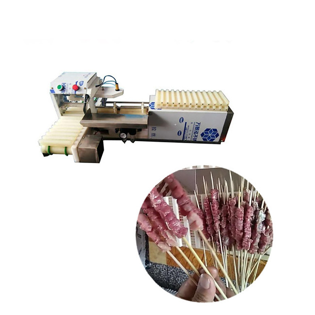 Shish Kebab Skewer Making Machine Kebab Skewer Machine Semi-automatic Commercial Meat Wearing String Machine