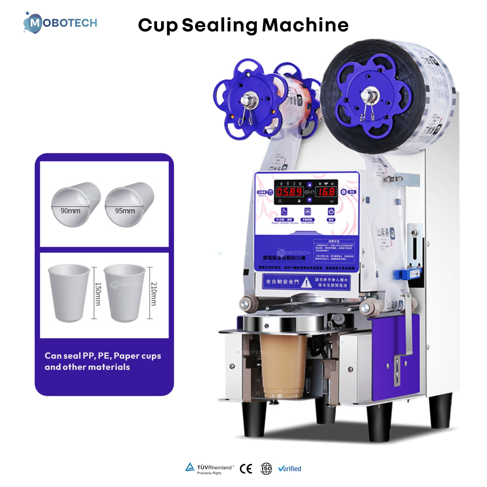 Boba lid sealer machine automatic bubble tea cup sealing machine boba drink sealer