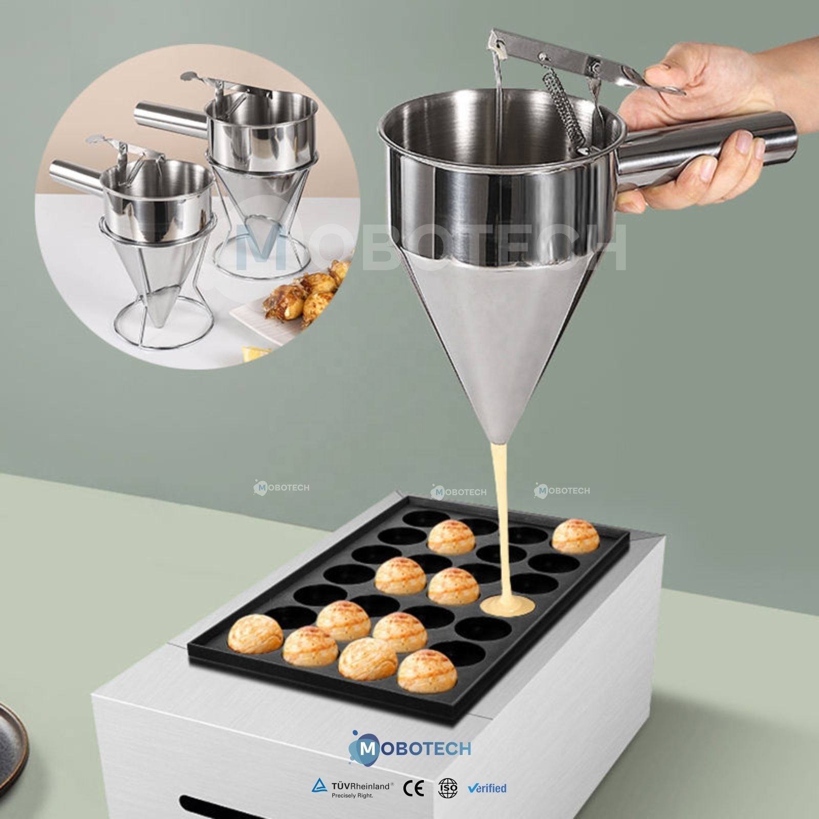 Stainless Steel Manual Liquid Paste Cream Crepe Pancake Batter Powder Dispenser Funnel Filling Machine for Baking