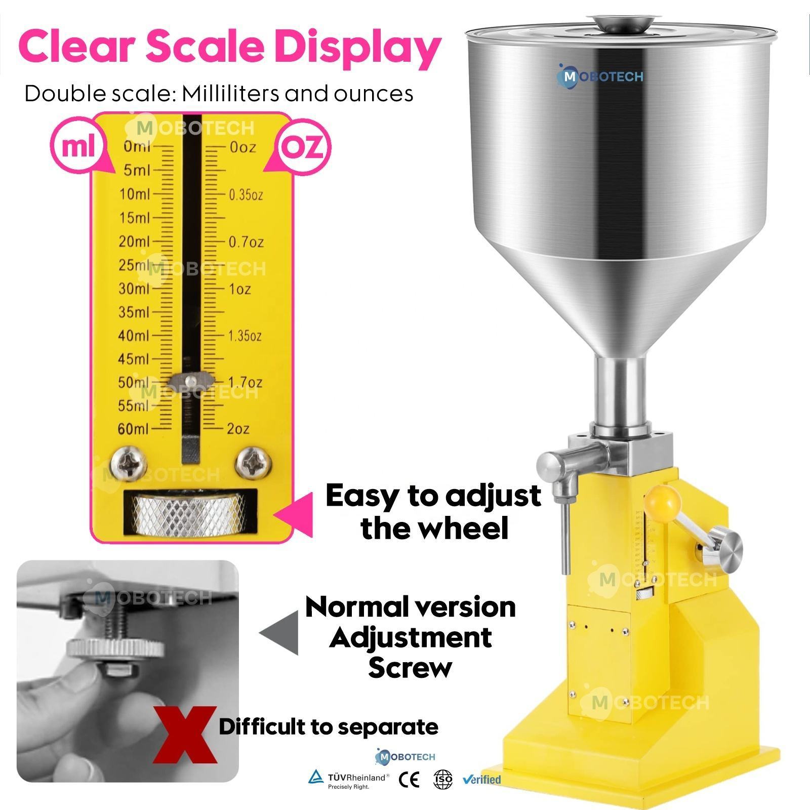 Manual cosmetic Peanut  Butter Sauce honey Cream A03 Liquid 10-100ml Filling machine with scales