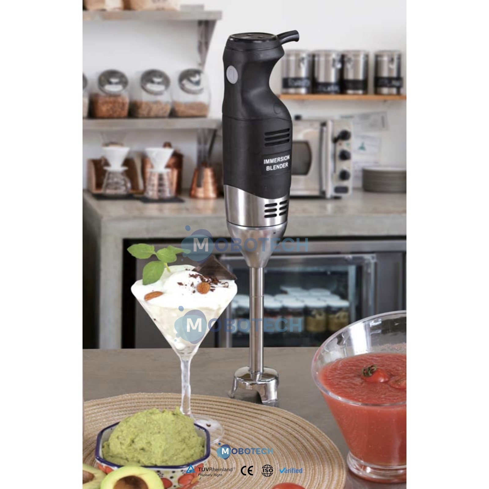 MOBOTECH Electric commercial immersion blender hand stick blender mixer cuisine immersion blender