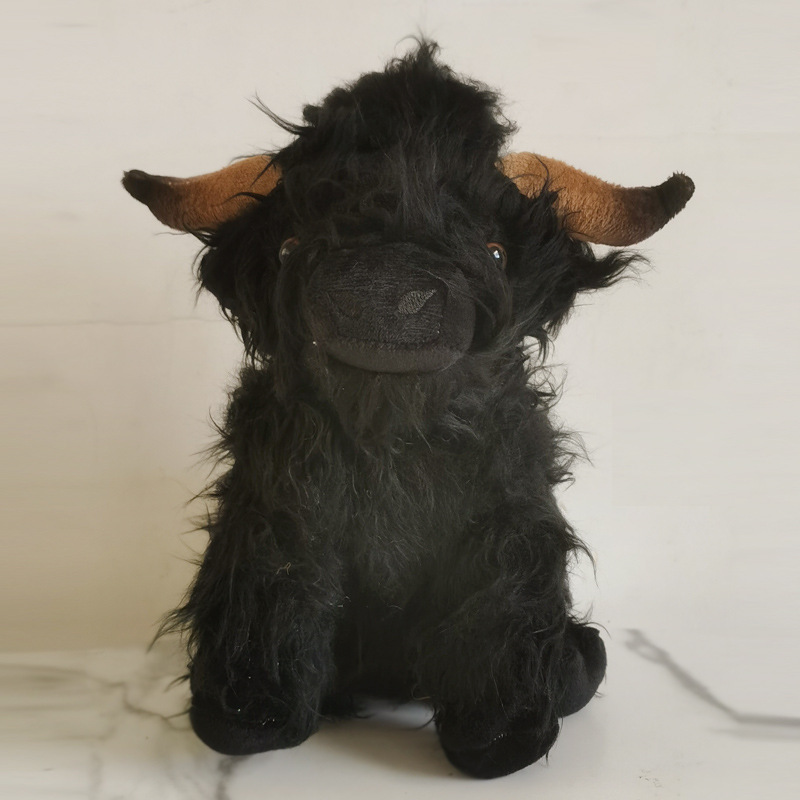 Cute Scottish Highland Cow Plush Toy Simulation Long Hair Cow Doll in Stock