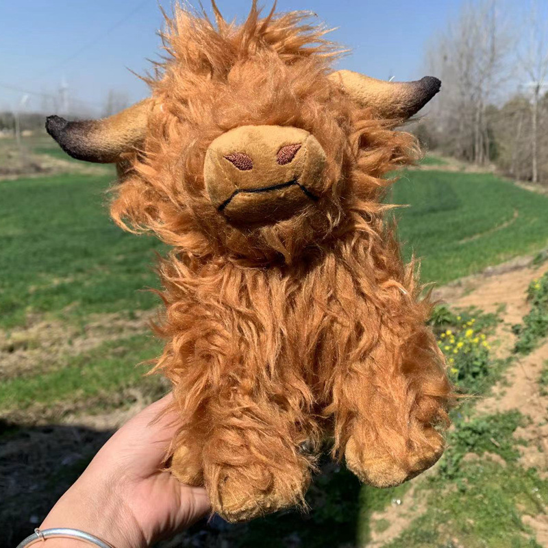 Cute Scottish Highland Cow Plush Toy Simulation Long Hair Cow Doll in Stock