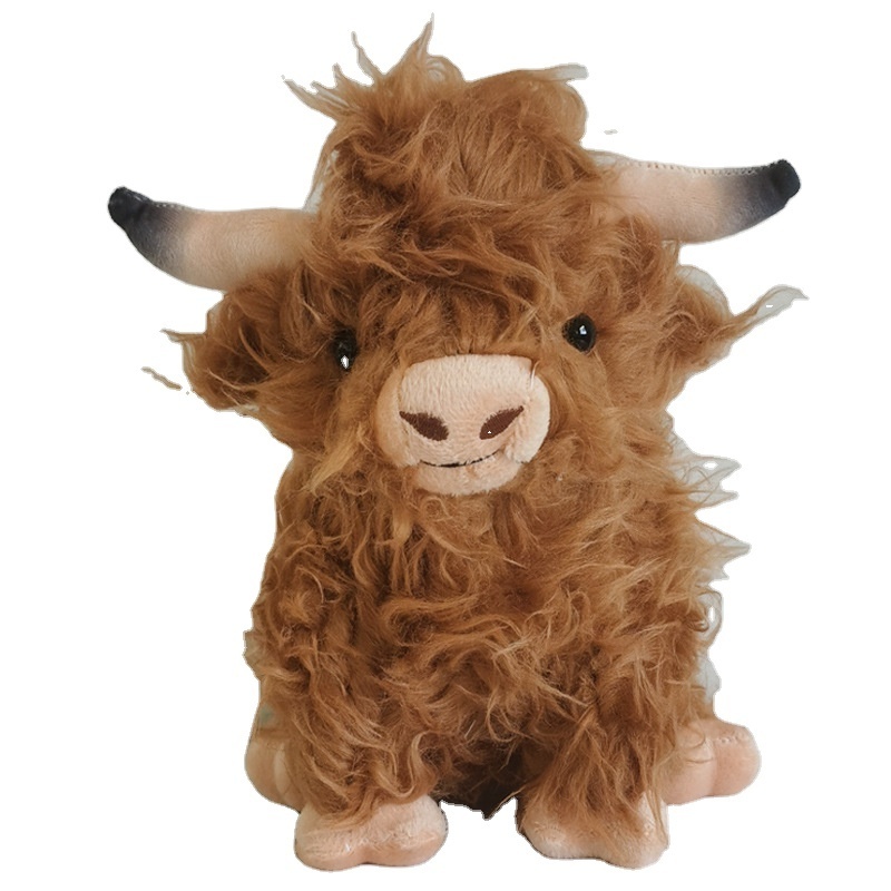 Cute Scottish Highland Cow Plush Toy Simulation Long Hair Cow Doll in Stock