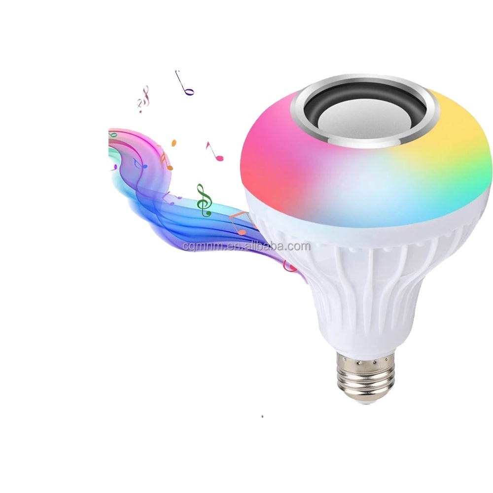 Factory sell  SKD 12W Multi Color LED Dimmable Smart Music Light Bulb with Audio Speaker and Remote Control