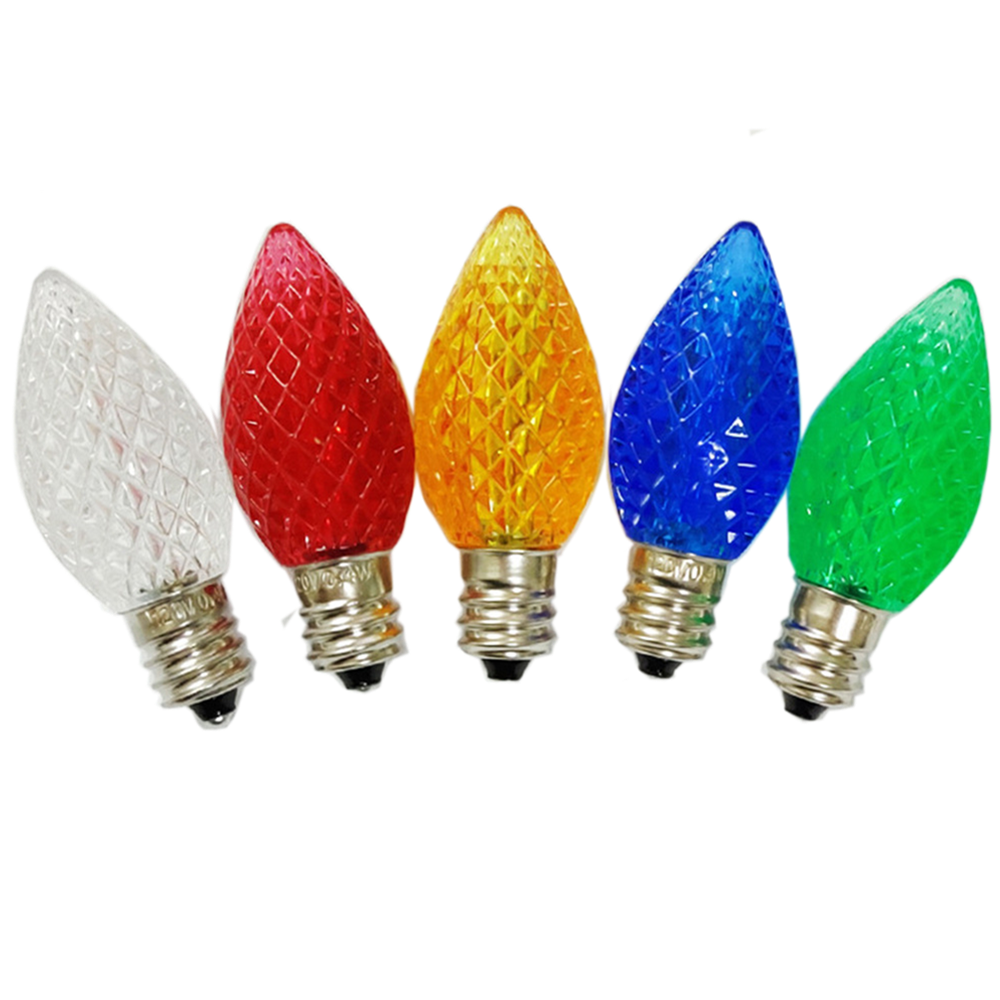 12V E12 1W Energy Saving Faceted String Light Replacement Bulb C7 Candle Clear Crystal Light Bulb in China