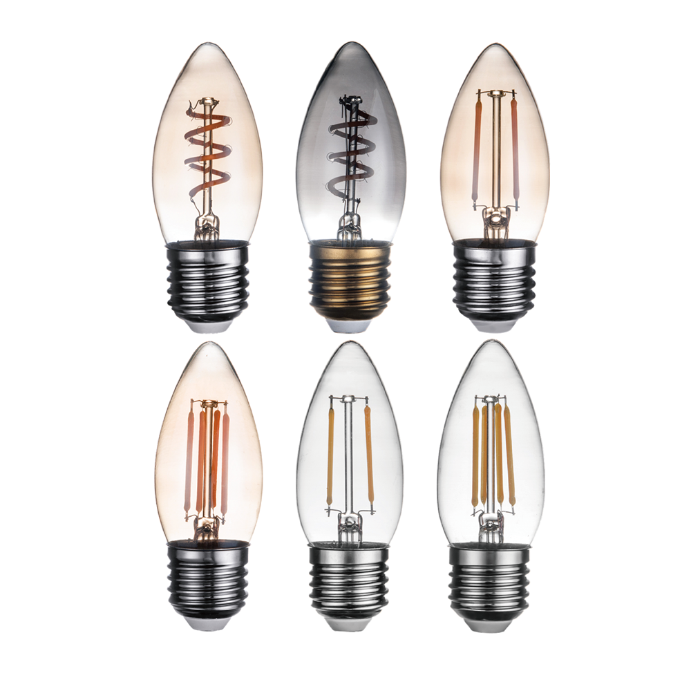 C35 E27 E26 Edison Bulb Candelabra LED Light Soft Filament Candle Bulb 2700K 4W 100V 220V