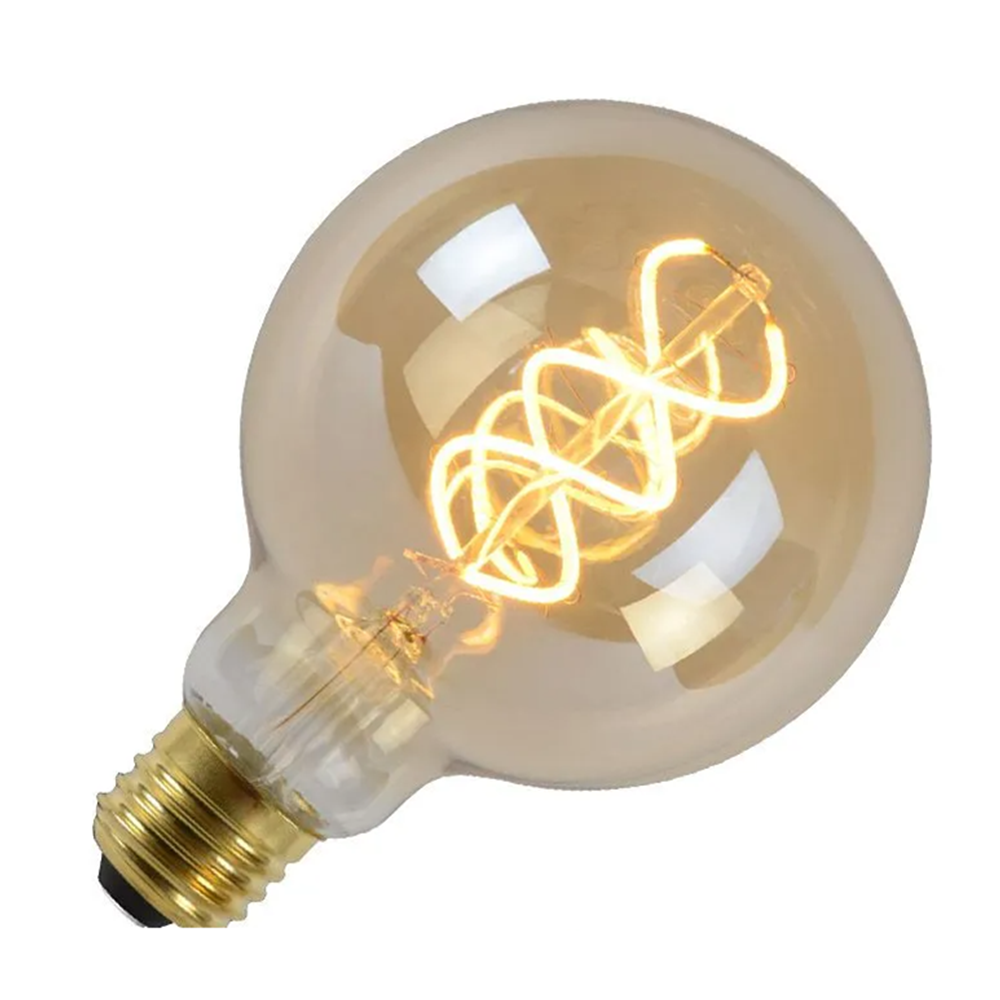 Big Globe Edison Bulb LED Light Bulb Amber Glass Vintage and Retro Old Fashioned Round Ball Bulb with Sprial Filament