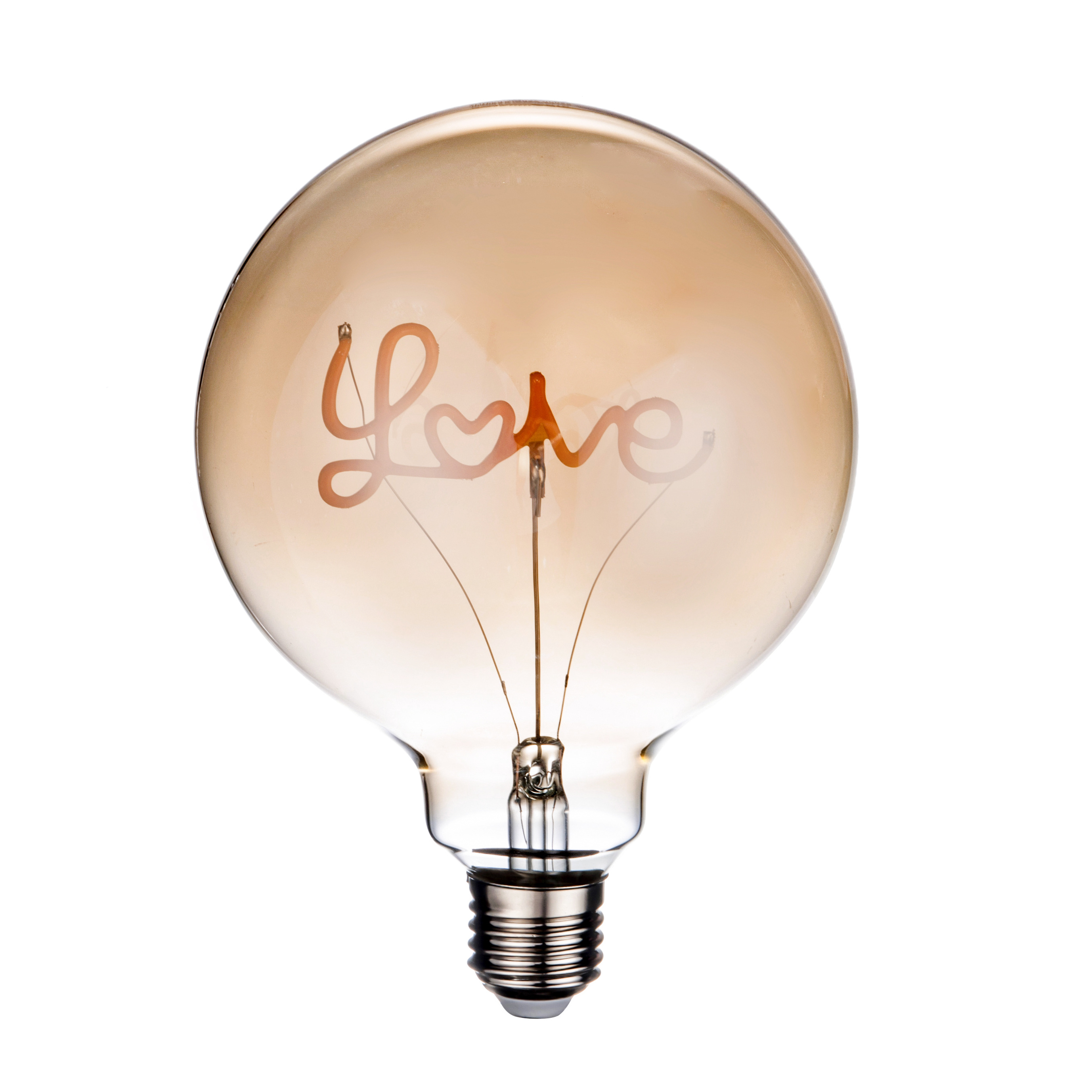 125mm Globe Bulb, Unique Design with English Writing, 2W 2200K Very Warm Glass LED Bulb with Love