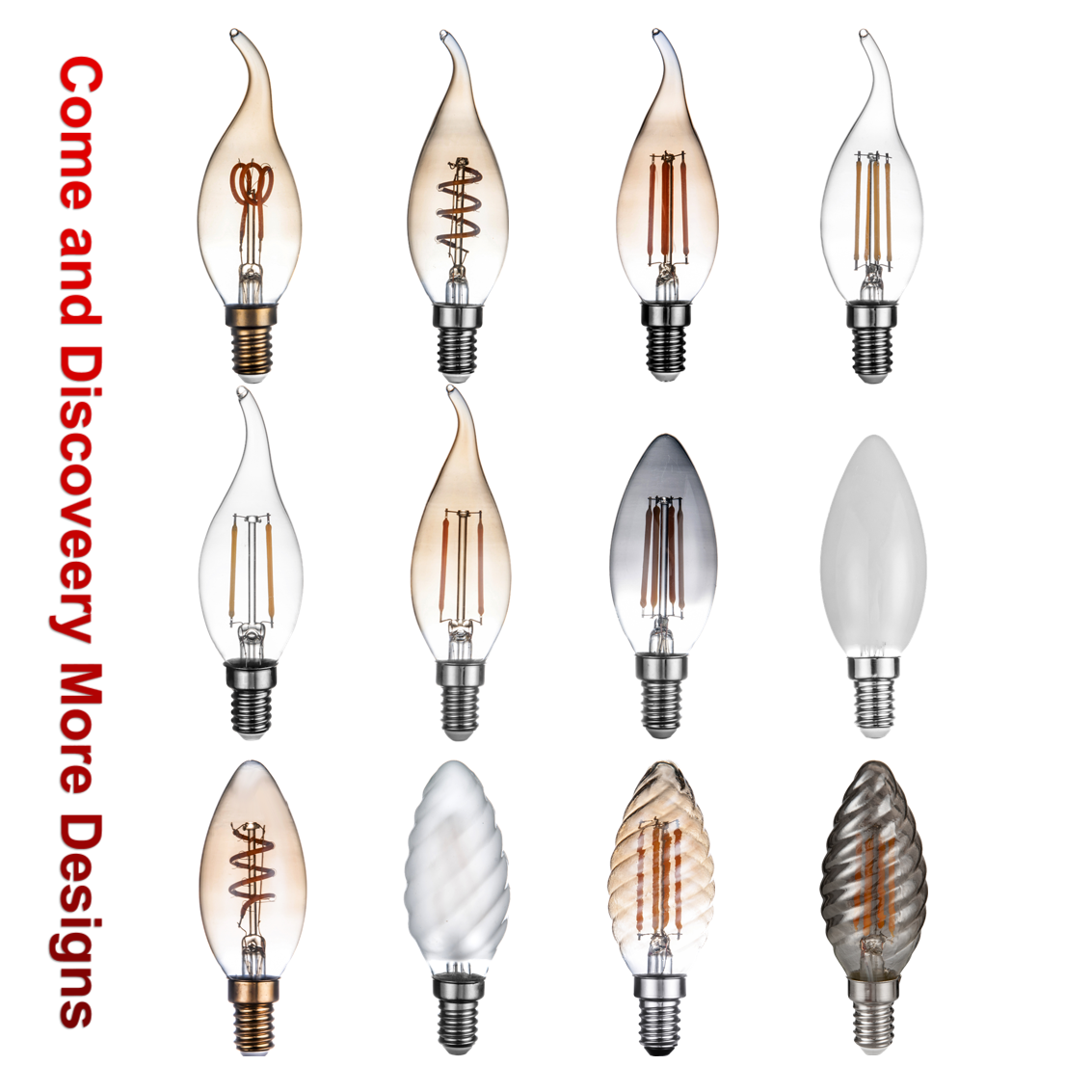 E14 European Base LED Filament C35 Bullet Top Vintage Edison Bulb 4W Warm White 2700K No-Dimmable