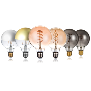 Globe Large Oversized LED Edison Light Bulb G125/G40 E26 Dimmable Smoke Grey Round Vintage Mirror Reflective Bulb 2200K