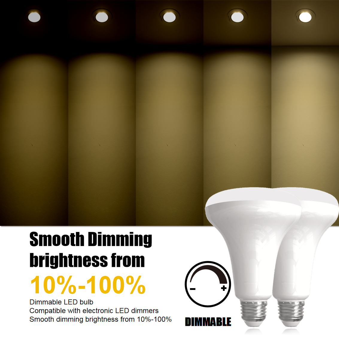 Dimmable LED Bulb BR30, 9W 10W 12W LED Flood, BR30 LED Spot Medium Base E26 120V 5000K Daylight